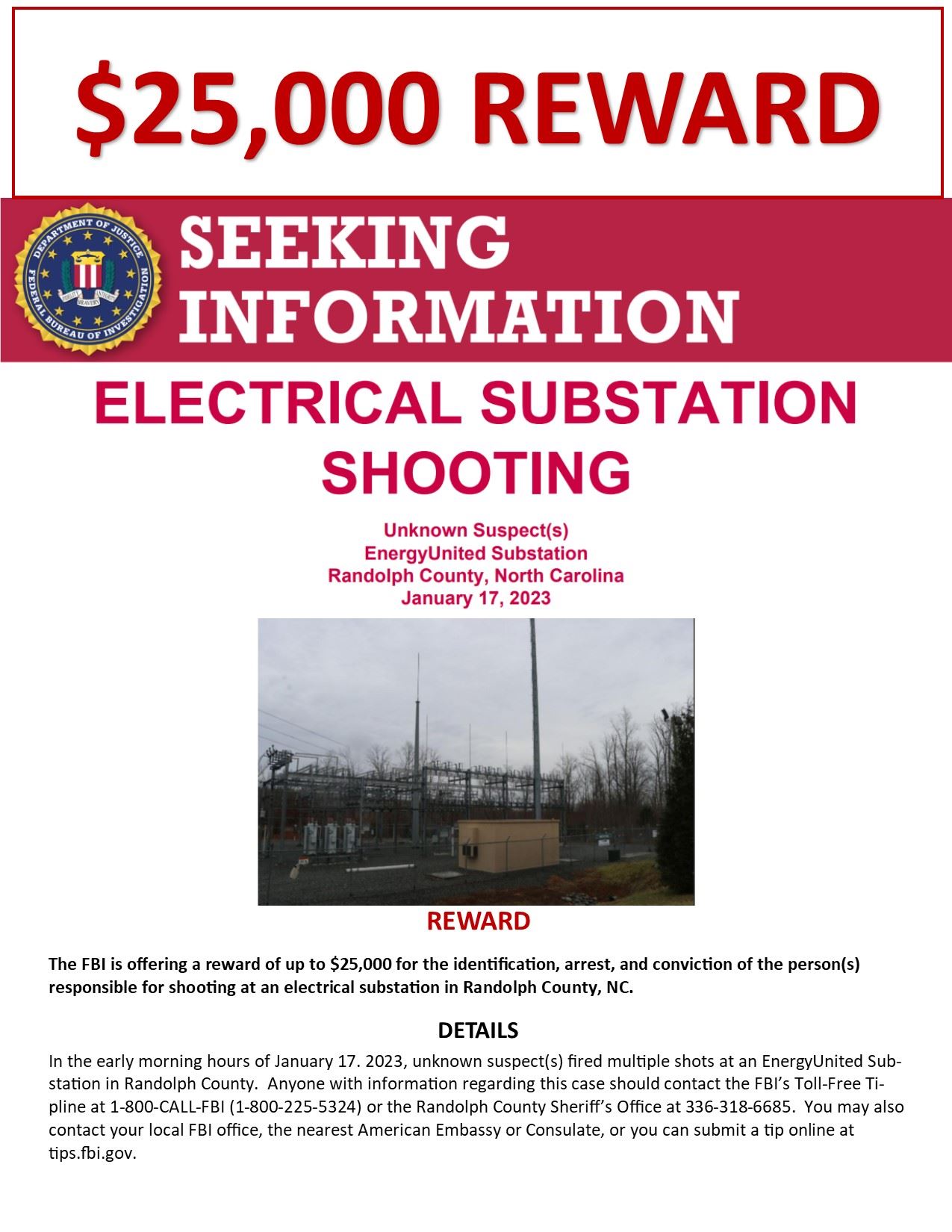 FBI reward substation